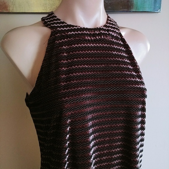 CANDIE'S BROWN BURNOUT VELVET HALTER SHIFT DRESS - Picture 4 of 5